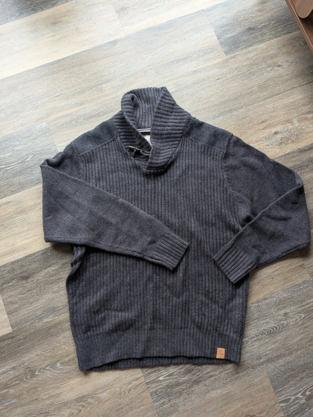 Fisherman Shawl Sweater in Gray